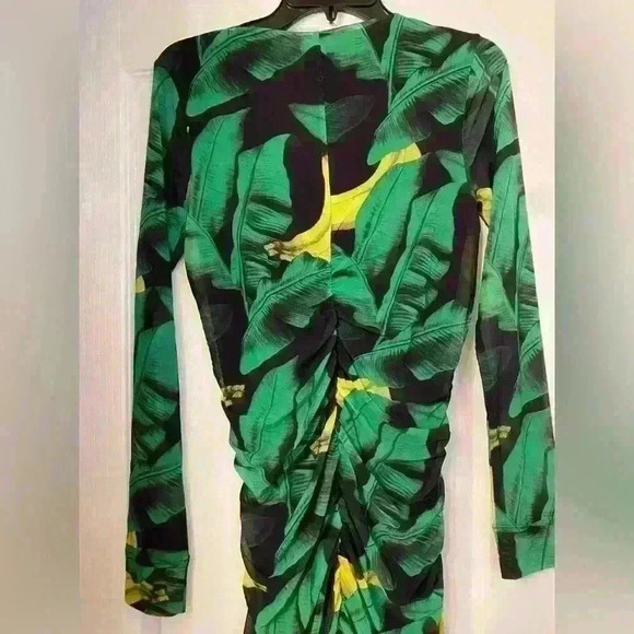 GANNI Tropical Ruched A-Line Midi Dress - Picture 10 of 11